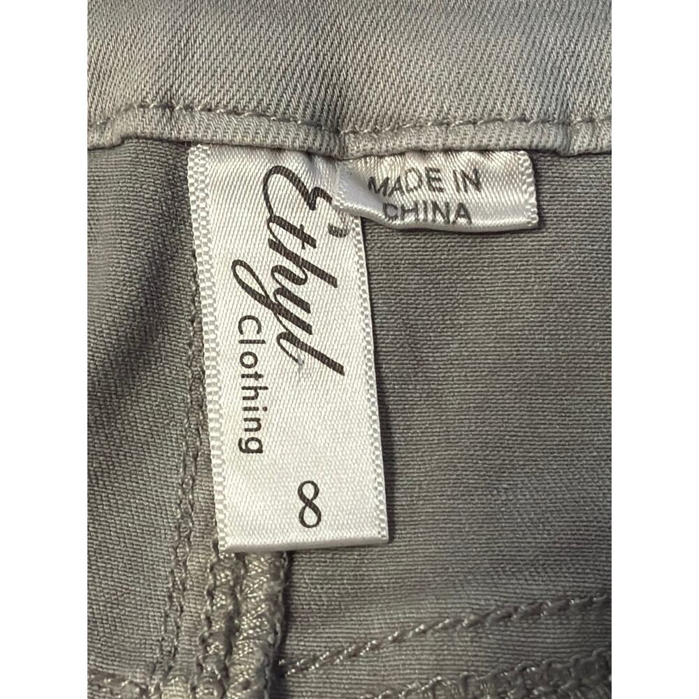 Ethyl Clothing Gray Fringe Hem Stretch Denim Mini Skirt Size 8 Boho Casual - Picture 6 of 7